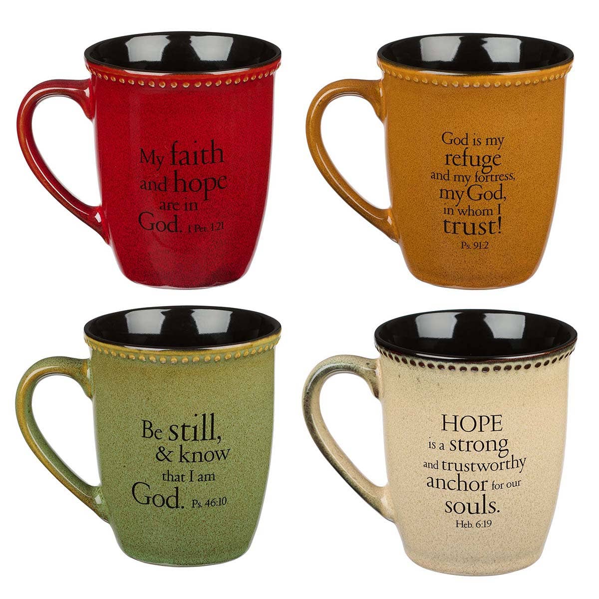 Mug Set 4pc Faith, Trust, Hope, Be Still