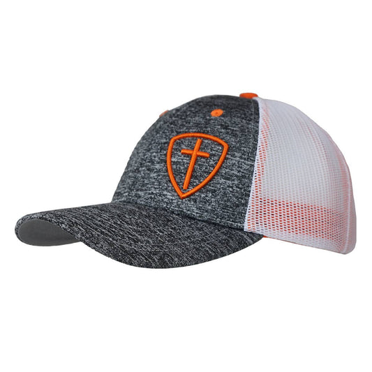 Kerusso Mens Gray Cross Shield Trucker Hat