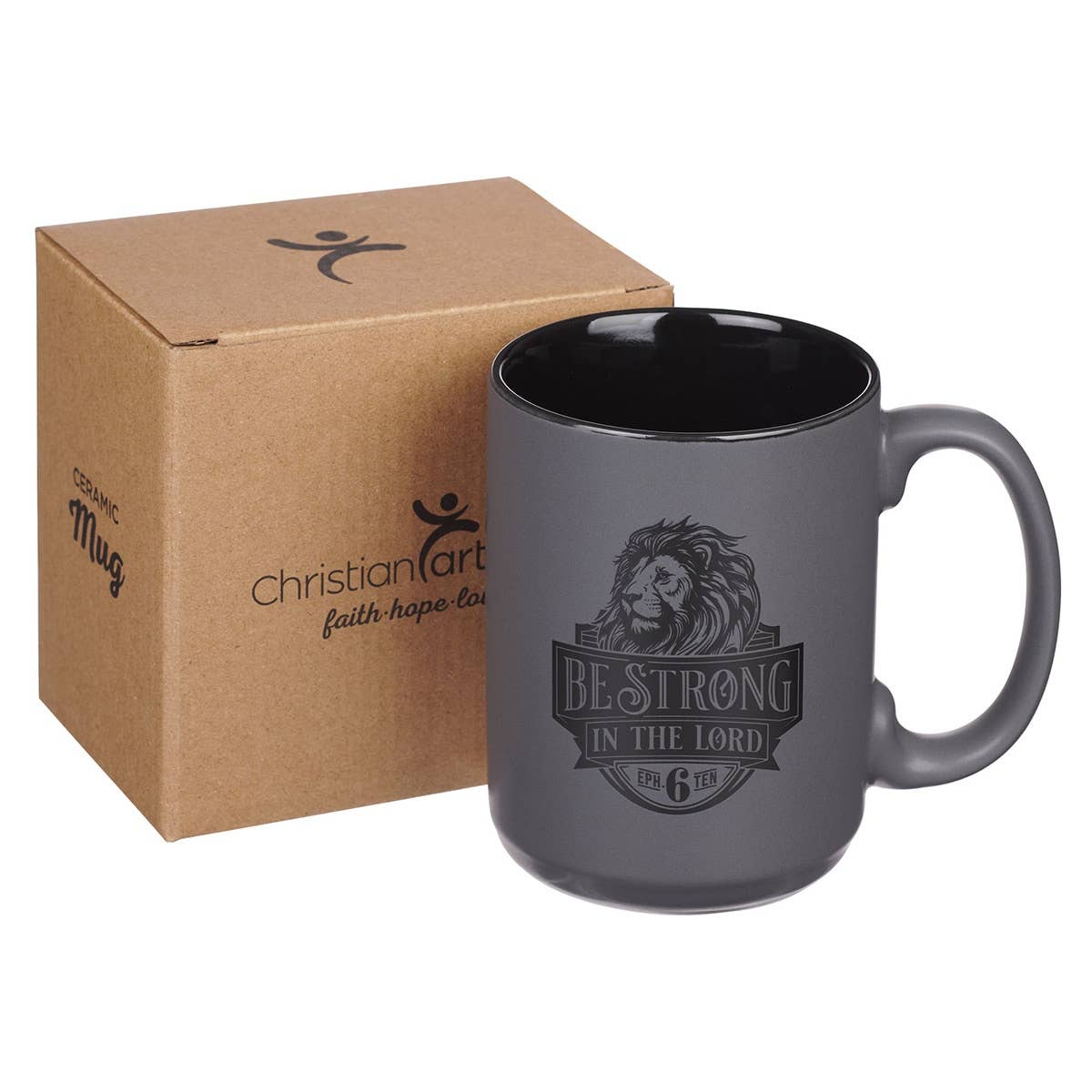 Mug Matte Gray Be Strong Eph. 6:10